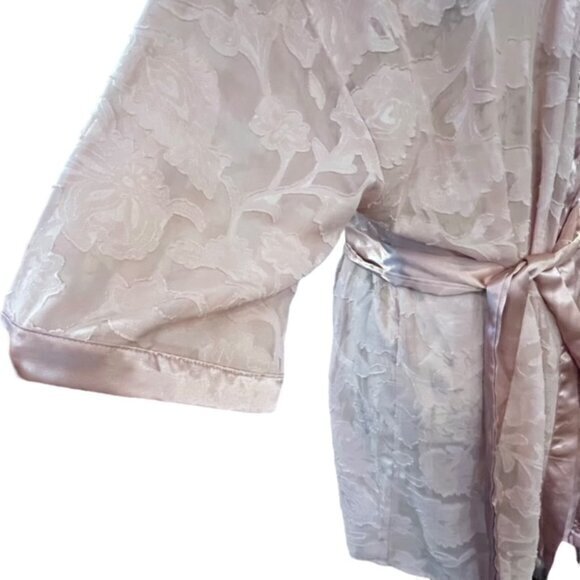 Flora by Flora Nikrooz Lingerie Chemise Slip Dress Robe Set Light Pink Floral - Picture 13 of 16